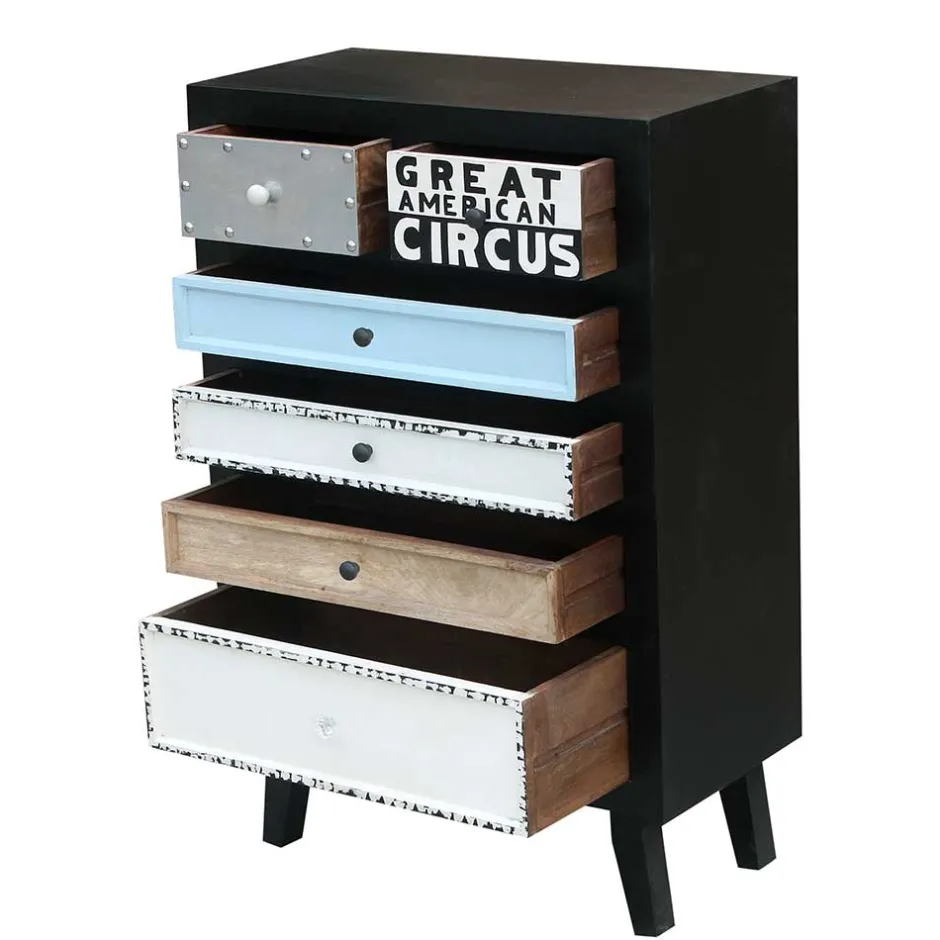 Mehrfarbige Hochkommode im Shabby Style - Mirana^Wohnen Discount