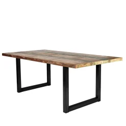 Wohnen Mehrfarbiger Esstisch Altholz Shabby Chic Enjadara mit Stahl Schwarz