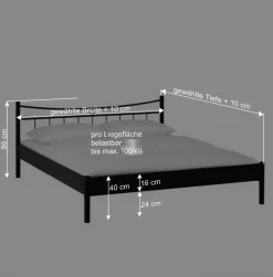 Metall Bett Halfa in Schwarz^Wohnen