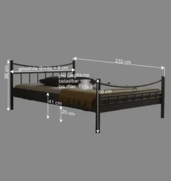 Wohnen Metall Bett Rosanna in Dunkelgrau