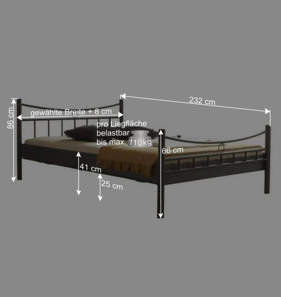 Wohnen Metall Bett Rosanna in Dunkelgrau
