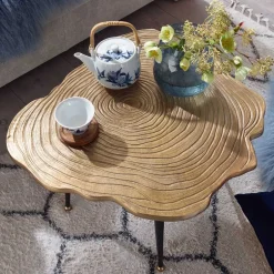 Metall Couchtisch mit Alu Platte im Baumscheiben Design - Lavetras^Wohnen Discount