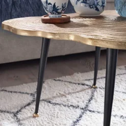 Metall Couchtisch mit Alu Platte im Baumscheiben Design - Lavetras^Wohnen Discount