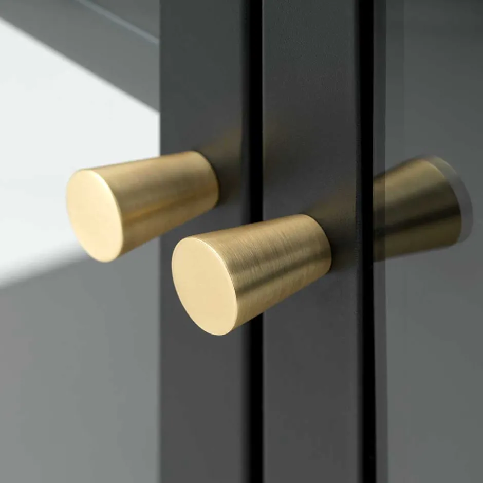 Wohnen Metall Lowboard Vitrine in Schwarz - Feliz