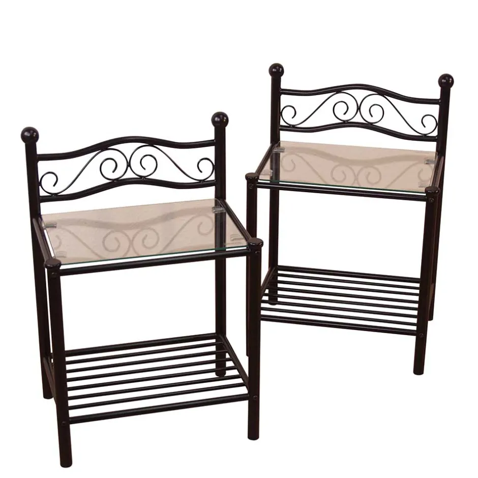 Wohnen Metall Nachttisch Cosmona mit Glasplatte (Set)