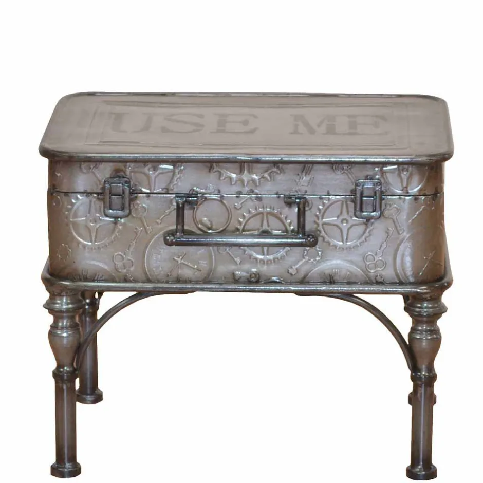 Metall Truhentisch im Koffer Design mit Print Magic Industry Style^Wohnen Best