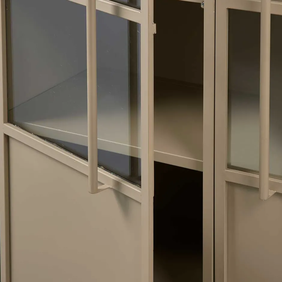 Metall Vitrinenschrank in Khaki - Gabadoza^Wohnen New
