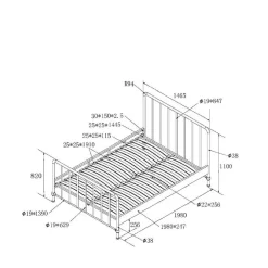 Wohnen Metallbett mit Gitter-Kopf- und Fußteil - Auricos
