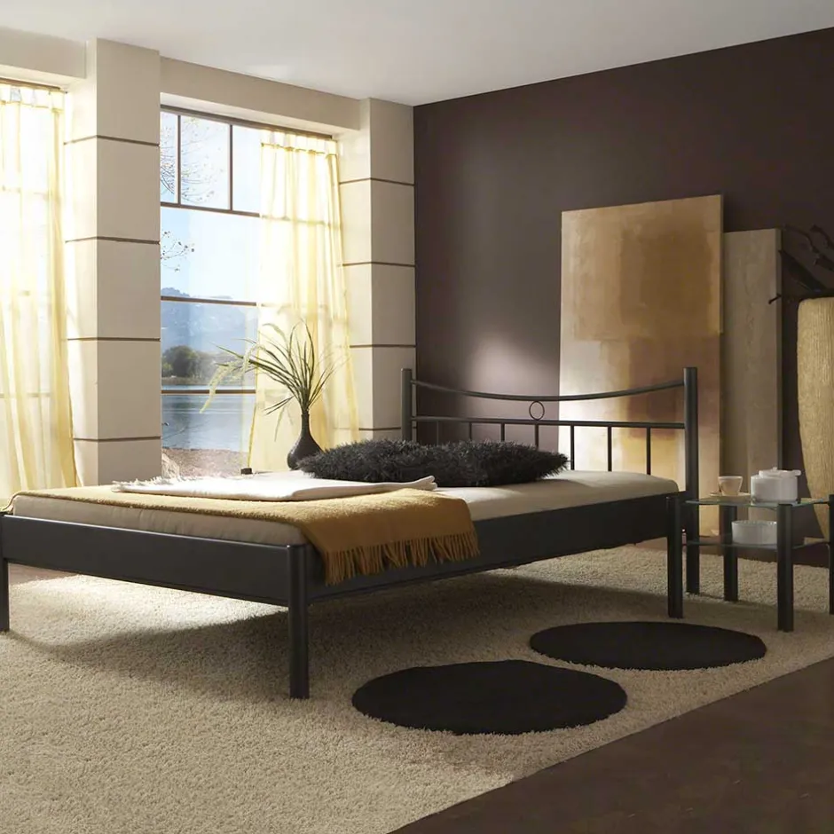 Wohnen Metall-Doppelbett Looks in Schwarz (dreiteilig)