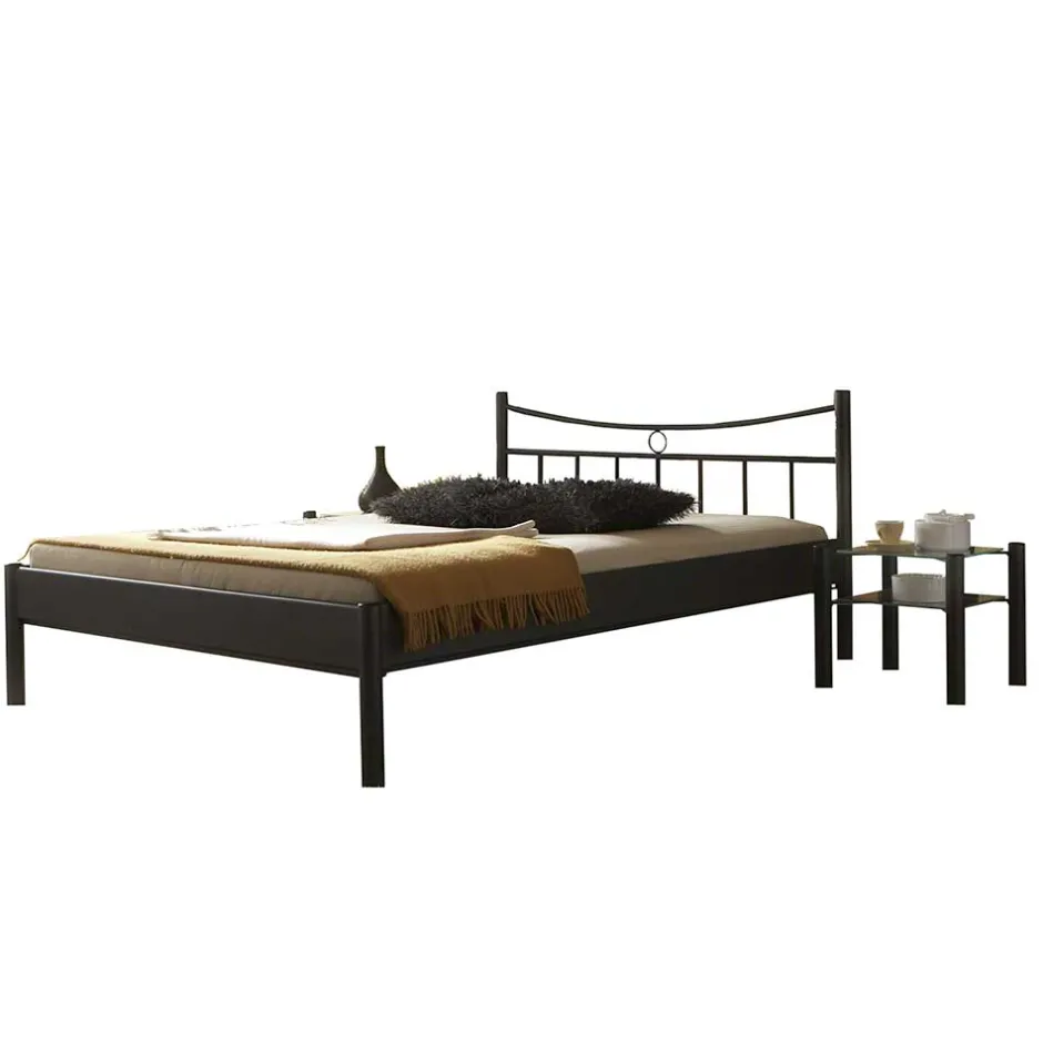 Wohnen Metall-Doppelbett Looks in Schwarz (dreiteilig)