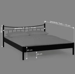 Wohnen Metall-Doppelbett Looks in Schwarz (dreiteilig)