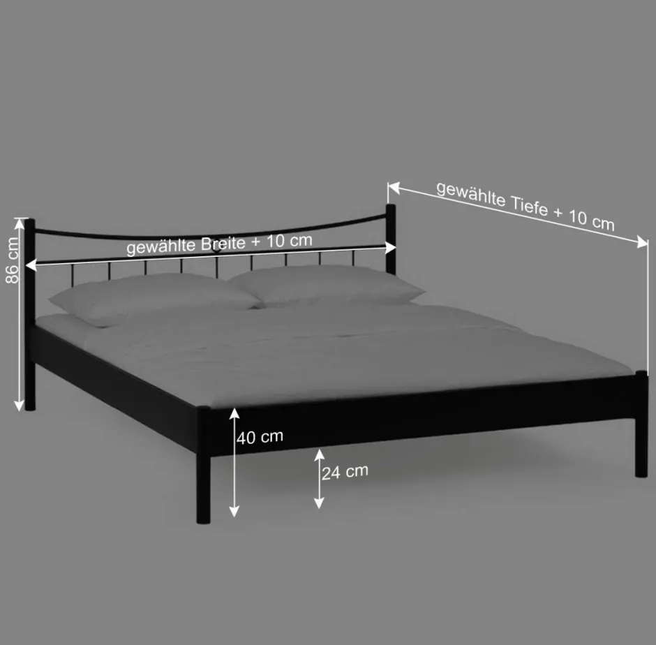 Wohnen Metall-Doppelbett Looks in Schwarz (dreiteilig)