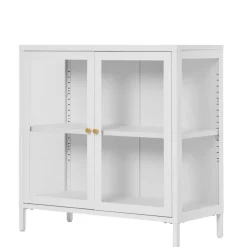 Metall-Vitrinen-Kommode in Weiß - Lititia^Wohnen Outlet