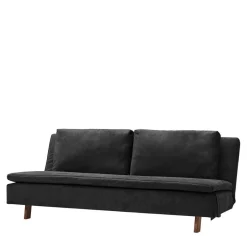 Microvelours Klappsofa in Schwarz - Ocna^Wohnen Discount