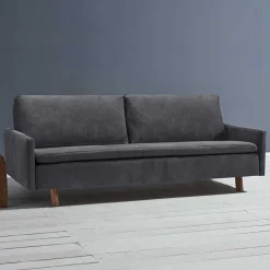 Microvelours Schlafsofa in Blaugrau - Glory^Wohnen New