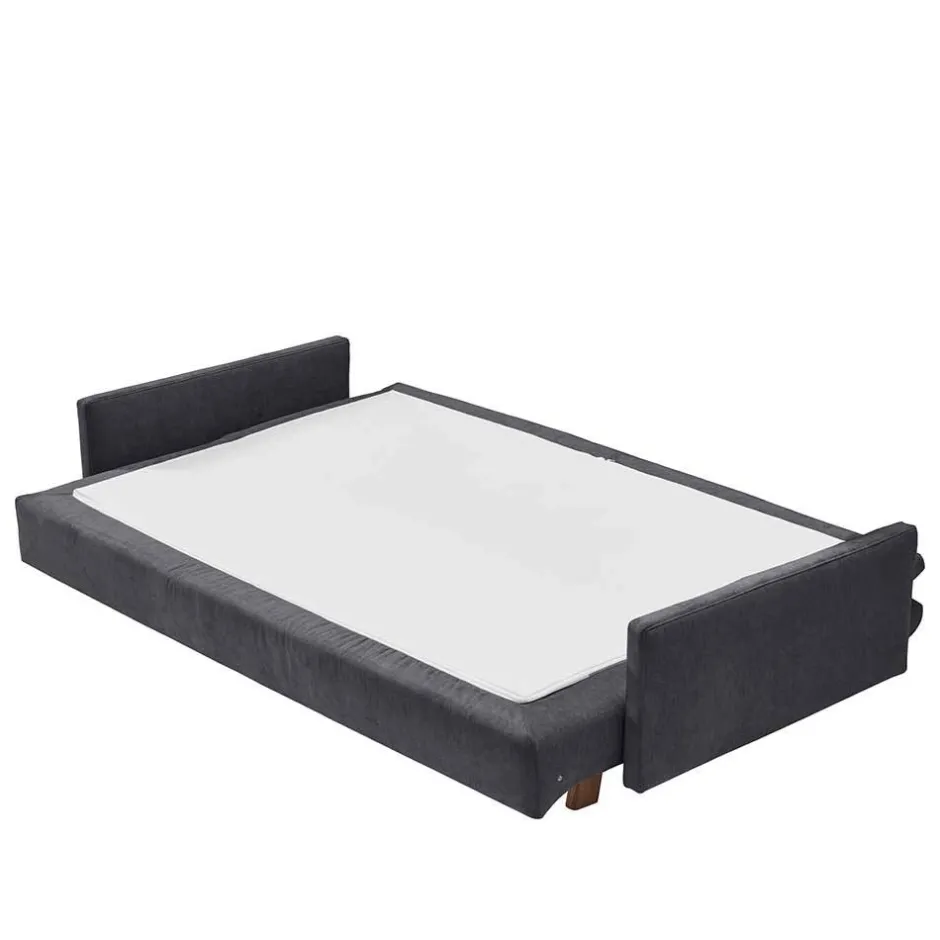 Microvelours Schlafsofa in Blaugrau - Glory^Wohnen New