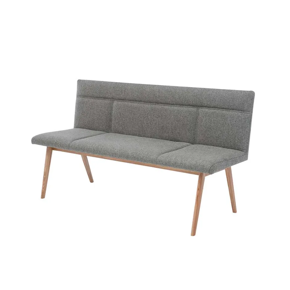 Wohnen Mid Century Esstisch Bank in Grau Webstoff - Tucina