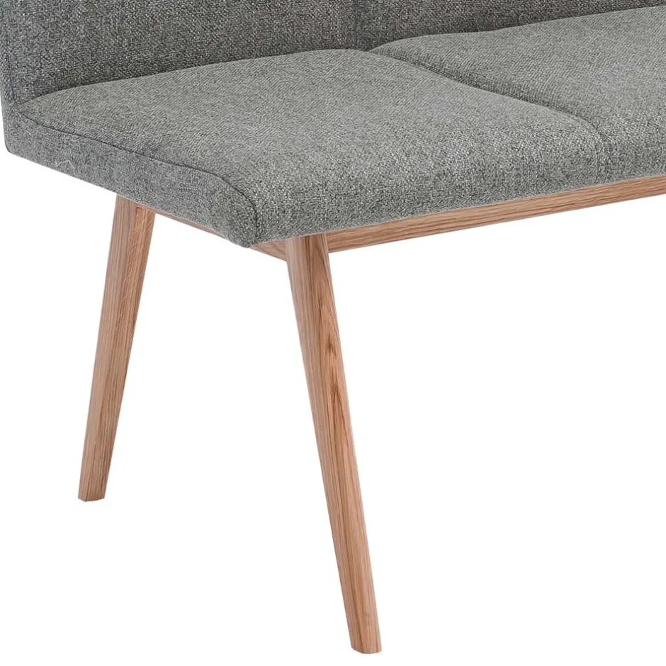 Wohnen Mid Century Esstisch Bank in Grau Webstoff - Tucina
