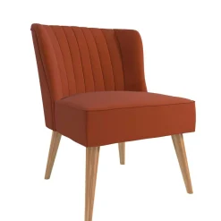 Mid Century Polstersessel in Ziegelrot und Natur - Elhan^Wohnen Discount