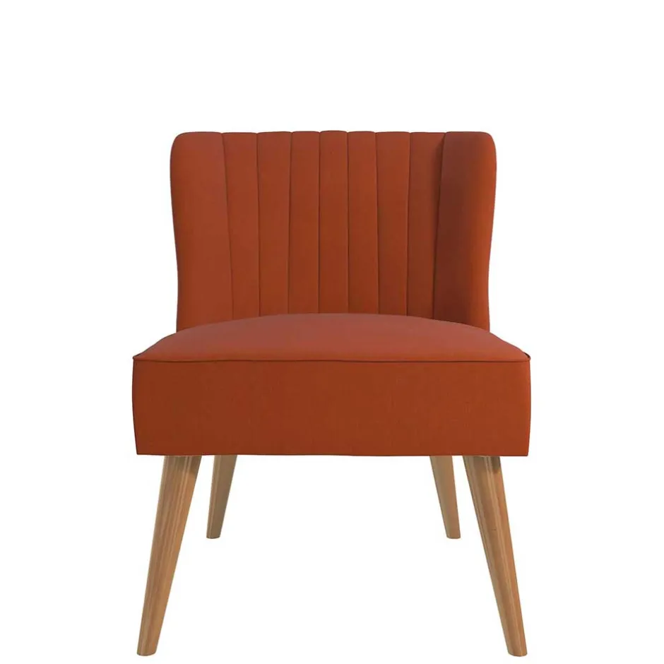 Mid Century Polstersessel in Ziegelrot und Natur - Elhan^Wohnen Discount