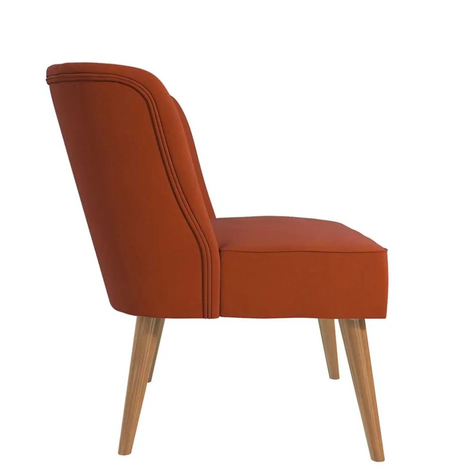 Mid Century Polstersessel in Ziegelrot und Natur - Elhan^Wohnen Discount