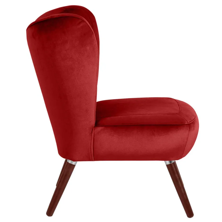 Mid Century Sessel in Ziegelrot Samtvelours - Klimaca^Wohnen Online
