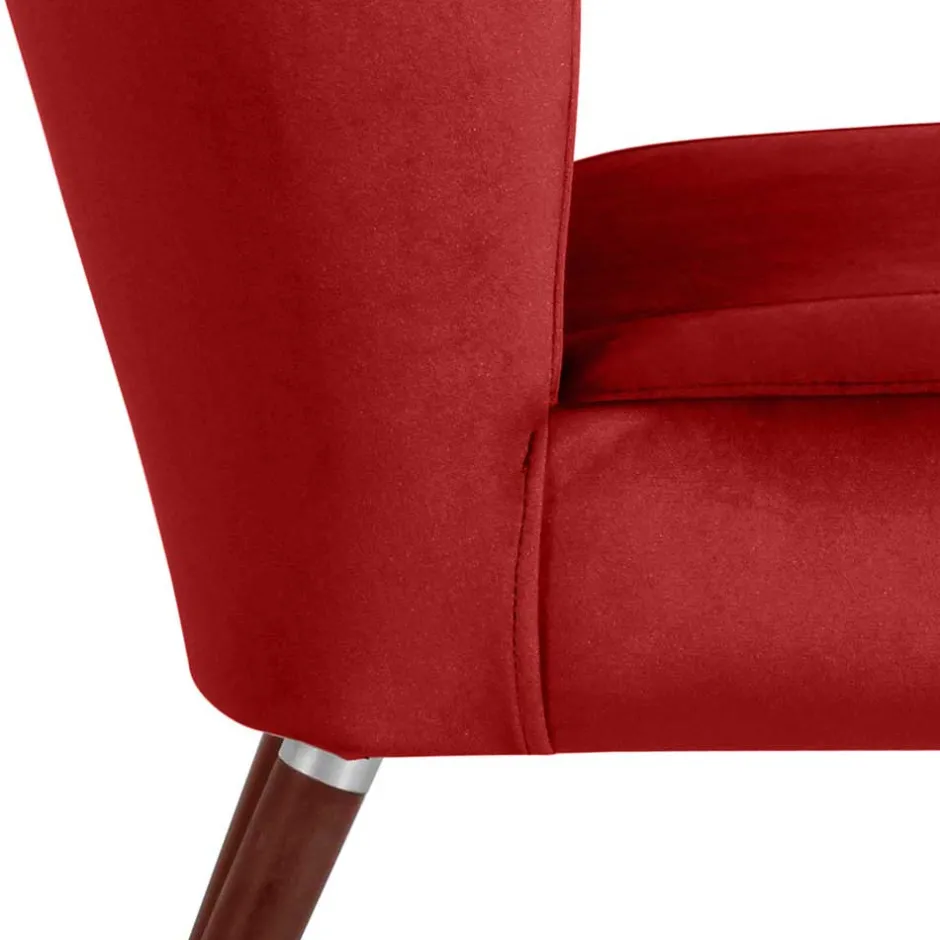 Mid Century Sessel in Ziegelrot Samtvelours - Klimaca^Wohnen Online