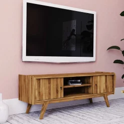 Mid Century TV Lowboard aus Wildeiche massiv - Hardus^Wohnen Discount