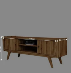 Mid Century TV Lowboard aus Wildeiche massiv - Hardus^Wohnen Discount