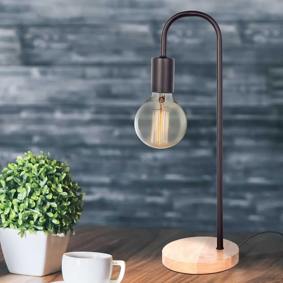 Wohnen Minimalistische Tischlampe in Schwarz & Natur - Dave