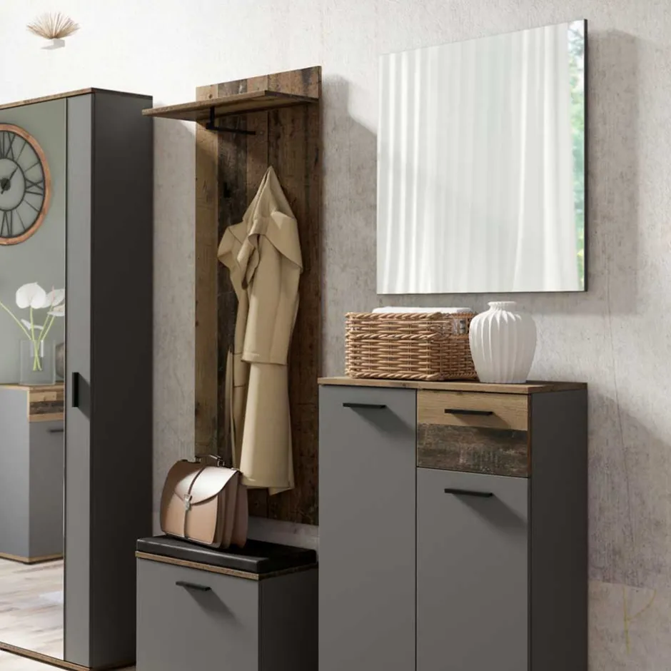 Wohnen Minimalistischer Wandspiegel in Anthrazit - Vlatu