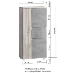 Wohnen Mittelgroßer Badschrank - stehend oder hängend - Jambi