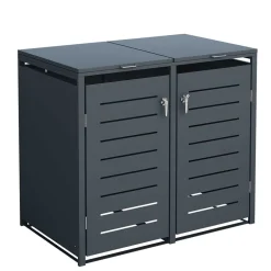 Wohnen Mülltonnenbox in Anthrazit für zwei Tonnen - Rovert