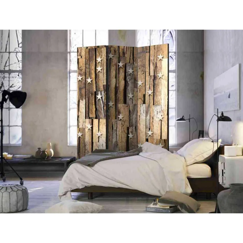 Wohnen Mobiler Design Paravent Holz & Sterne - Dalicia