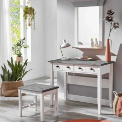 Modern Country Frisiertisch Set zweifarbig - Mirandesca (dreiteilig)^Wohnen Discount