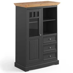 Wohnen Modern Country Highboard in Grau & Kiefer - Eromsia