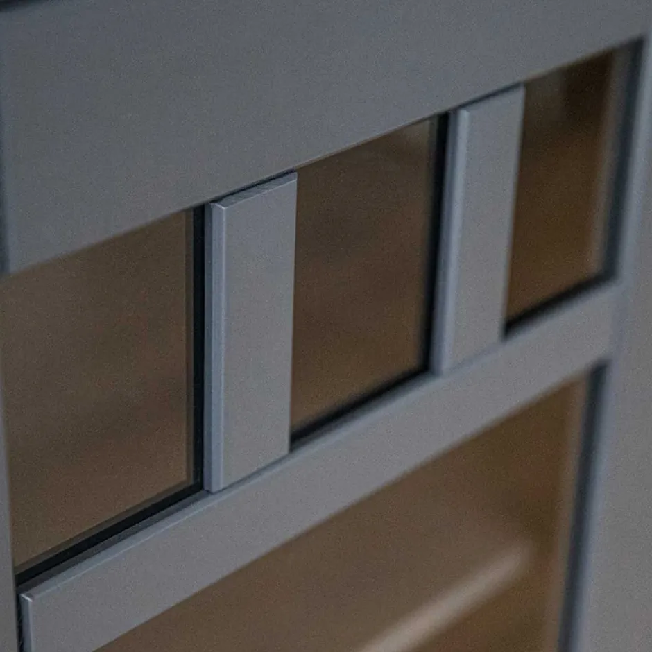 Wohnen Modern Country Highboard in Grau & Kiefer - Eromsia