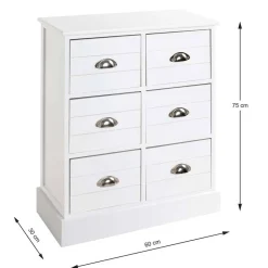 Wohnen Modern Country Kommode in Weiß - Fidono