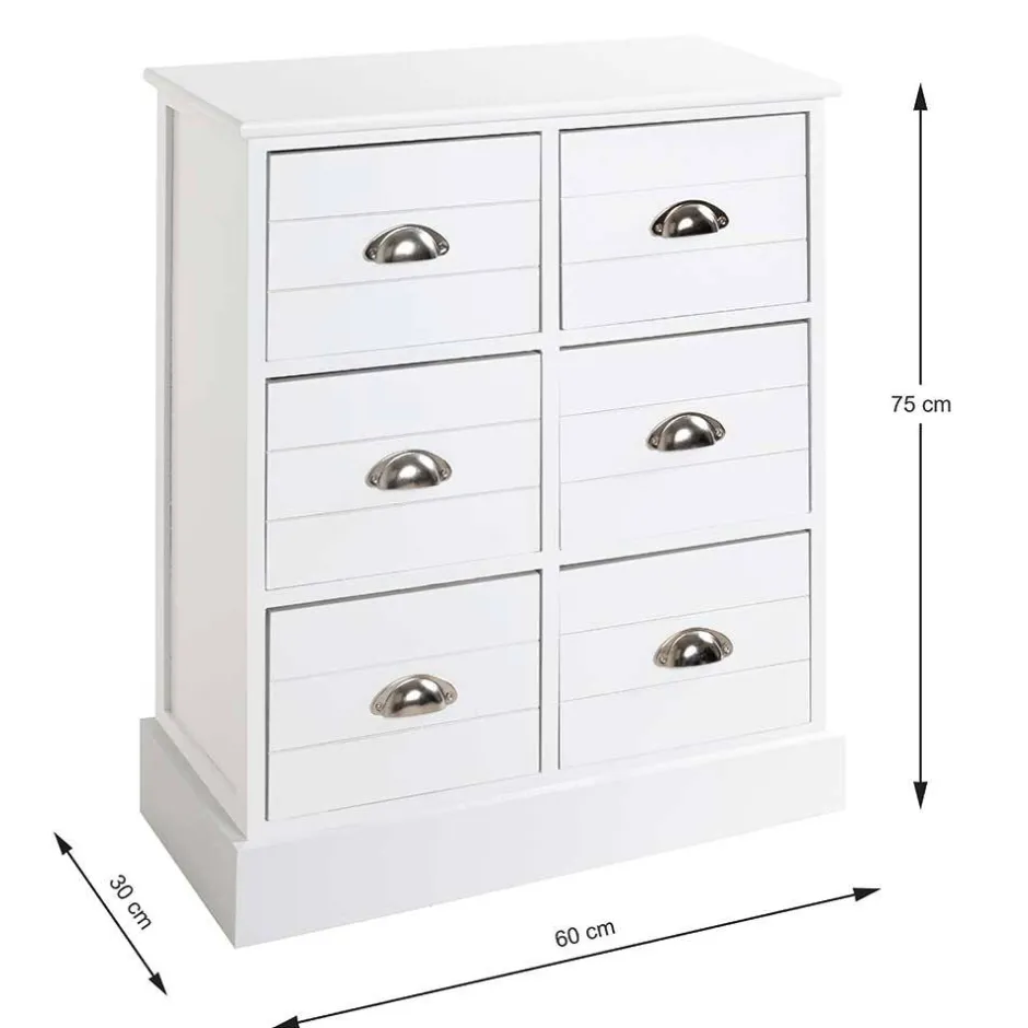 Wohnen Modern Country Kommode in Weiß - Fidono