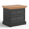 Wohnen Modern Country Nachtkommode in Grau & Kiefer - Eromsia