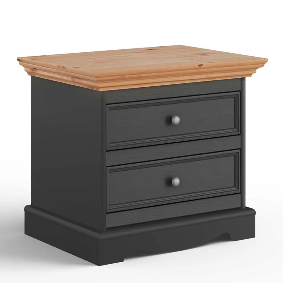 Wohnen Modern Country Nachtkommode in Grau & Kiefer - Eromsia