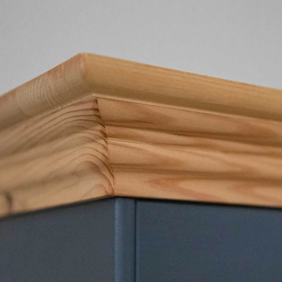 Wohnen Modern Country Nachtkommode in Grau & Kiefer - Eromsia