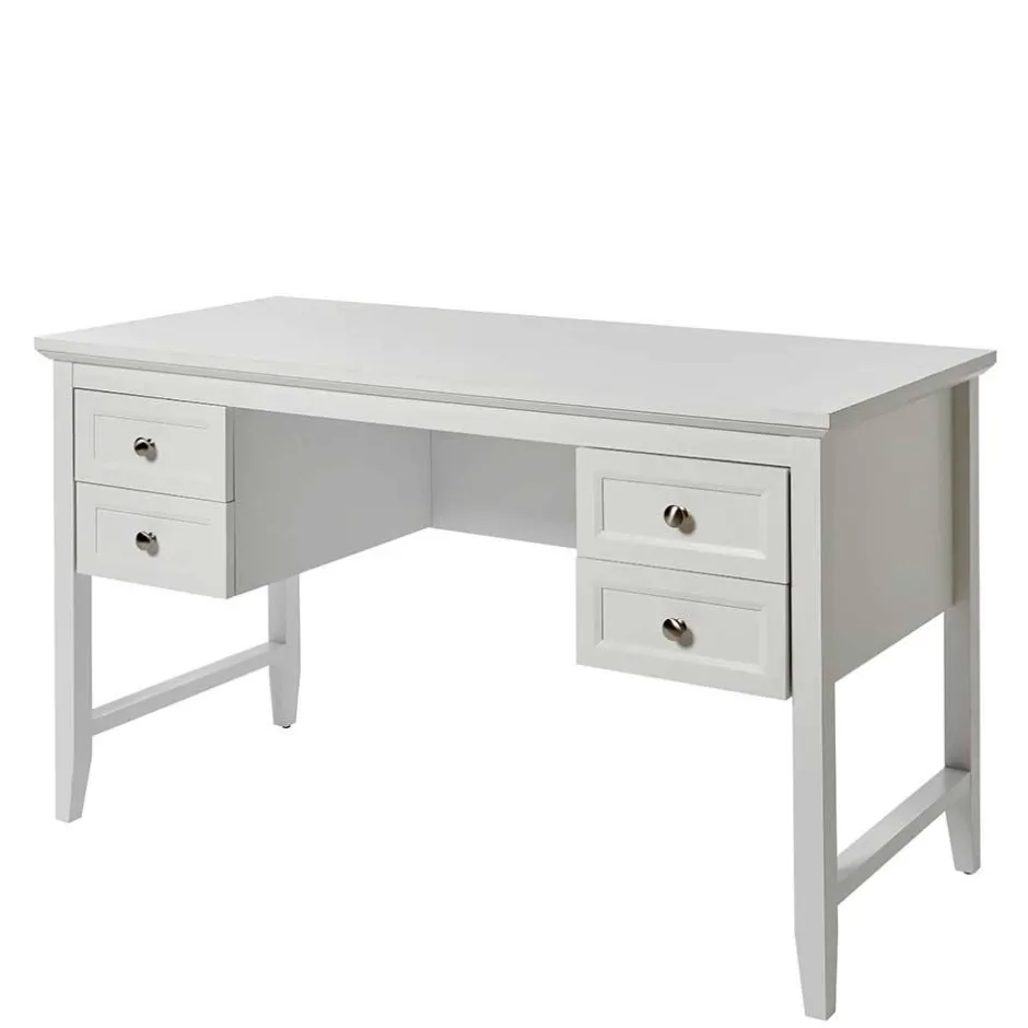 Wohnen Modern Country Schreibtisch in Weiß - Carter