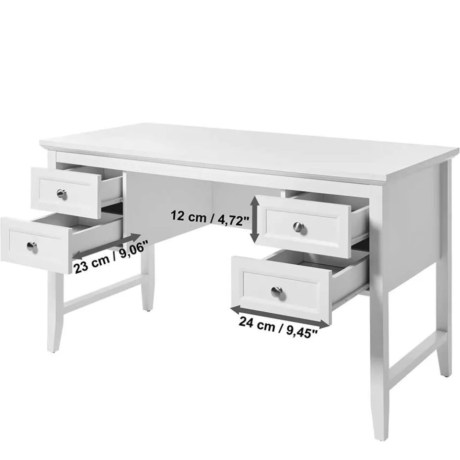 Wohnen Modern Country Schreibtisch in Weiß - Carter