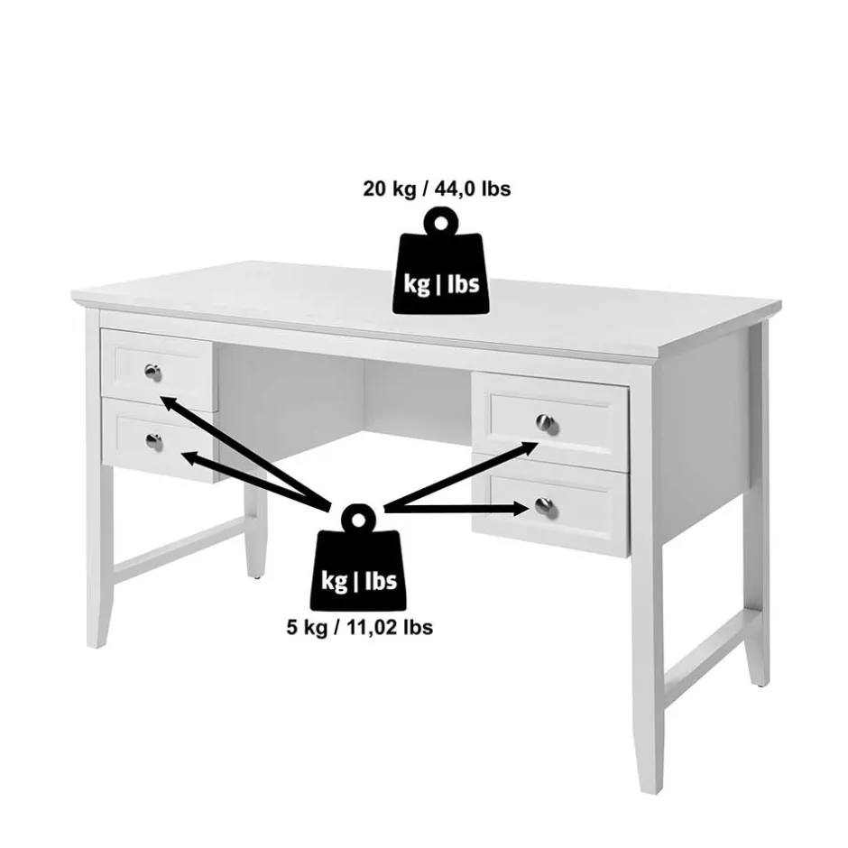 Wohnen Modern Country Schreibtisch in Weiß - Carter