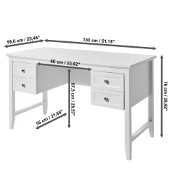 Wohnen Modern Country Schreibtisch in Weiß - Carter