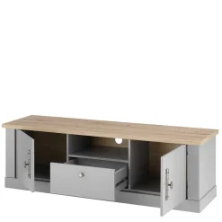 Wohnen Modern Country TV Board in Lichtgrau & Eiche - Buleta