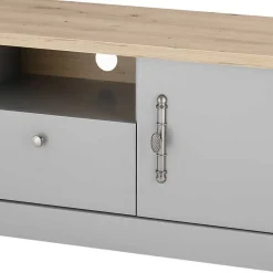 Wohnen Modern Country TV Board in Lichtgrau & Eiche - Buleta