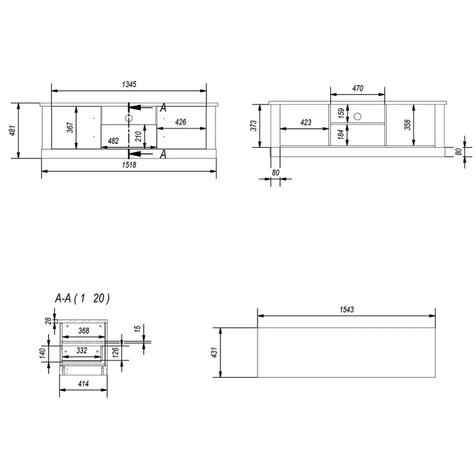 Wohnen Modern Country TV Board in Lichtgrau & Eiche - Buleta