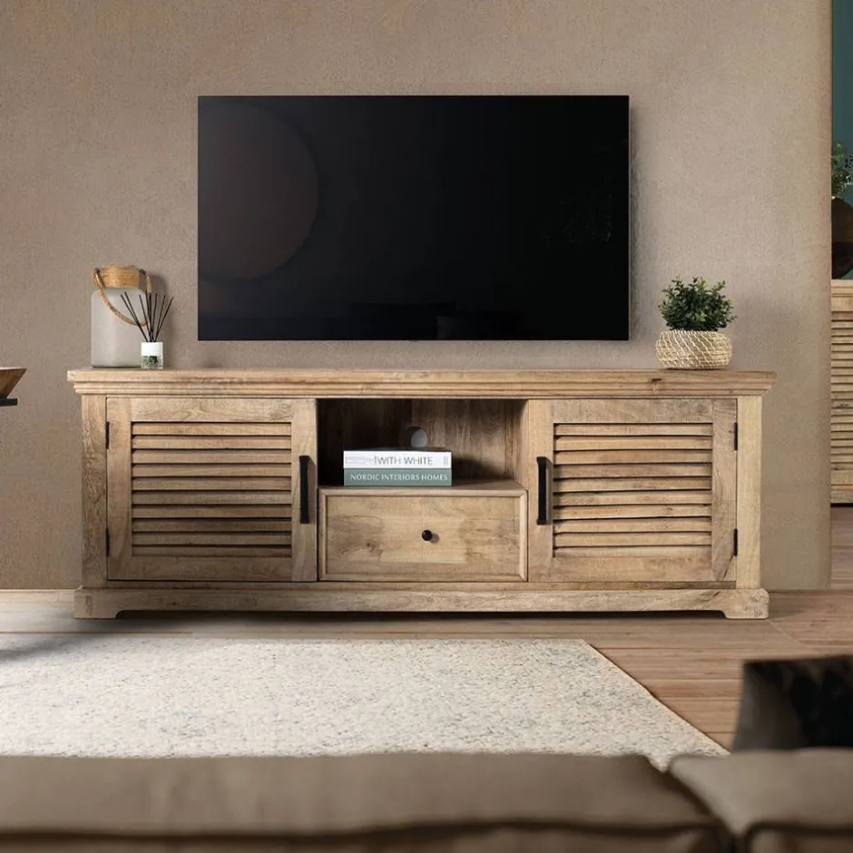 Modern Country TV Board mit Lamellentüren - Muray^Wohnen Discount